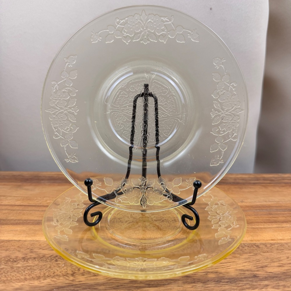 Indiana Glass Yellow Vernon 6 Inch Saucers Vintage Depression Glass Set of 4
